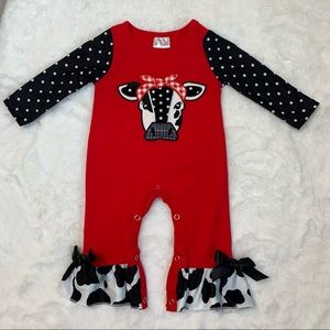 Polka Dot Cow Romper NWT